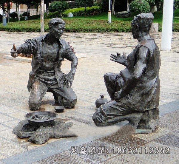 划拳人物铜雕公园人物雕塑