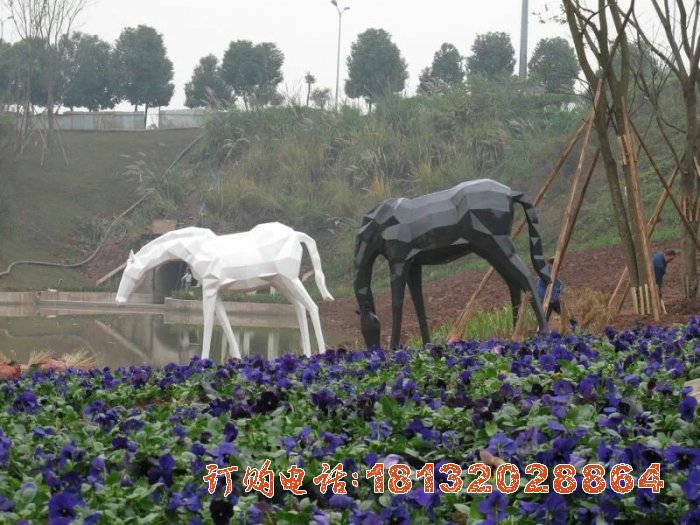不锈钢抽象马雕塑公园抽象马不锈钢雕塑