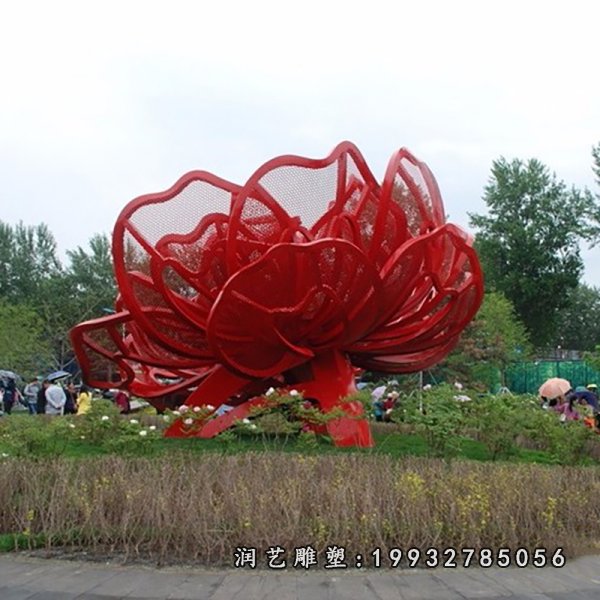不锈钢创意抽象玫瑰花雕塑亳州金属玫瑰花雕塑制造