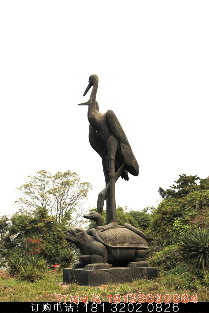 龙龟与鹤铜雕广场景观铜雕
