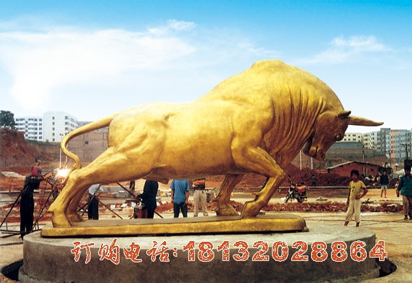 开荒牛铜雕广场动物雕塑