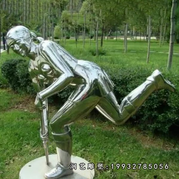 不锈钢曲棍球雕塑公园不锈钢运动雕塑