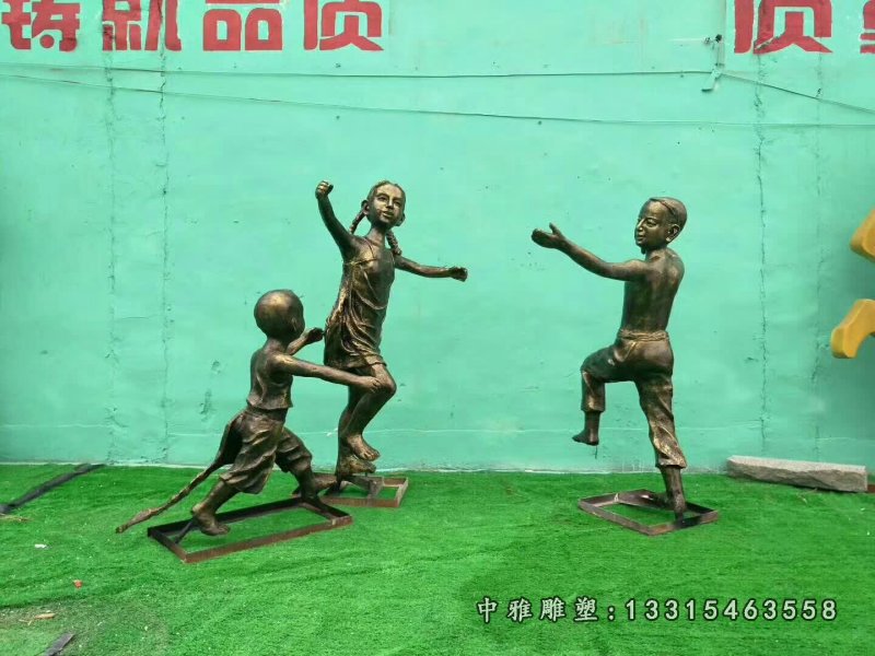 儿童放风筝铜雕
