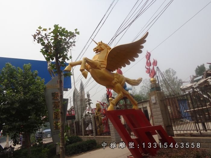 銅雕飛馬廣場動物景觀雕塑