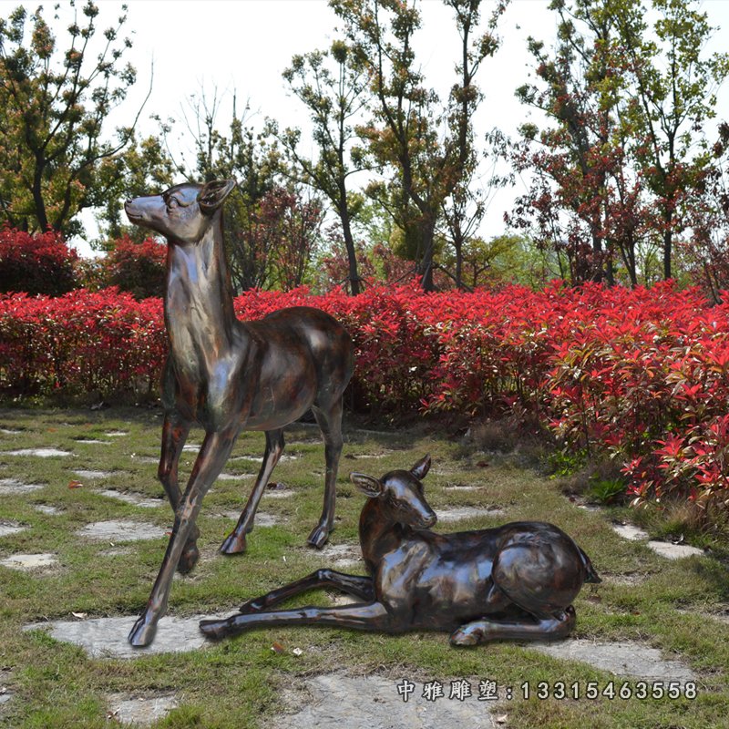 花园鹿铜雕