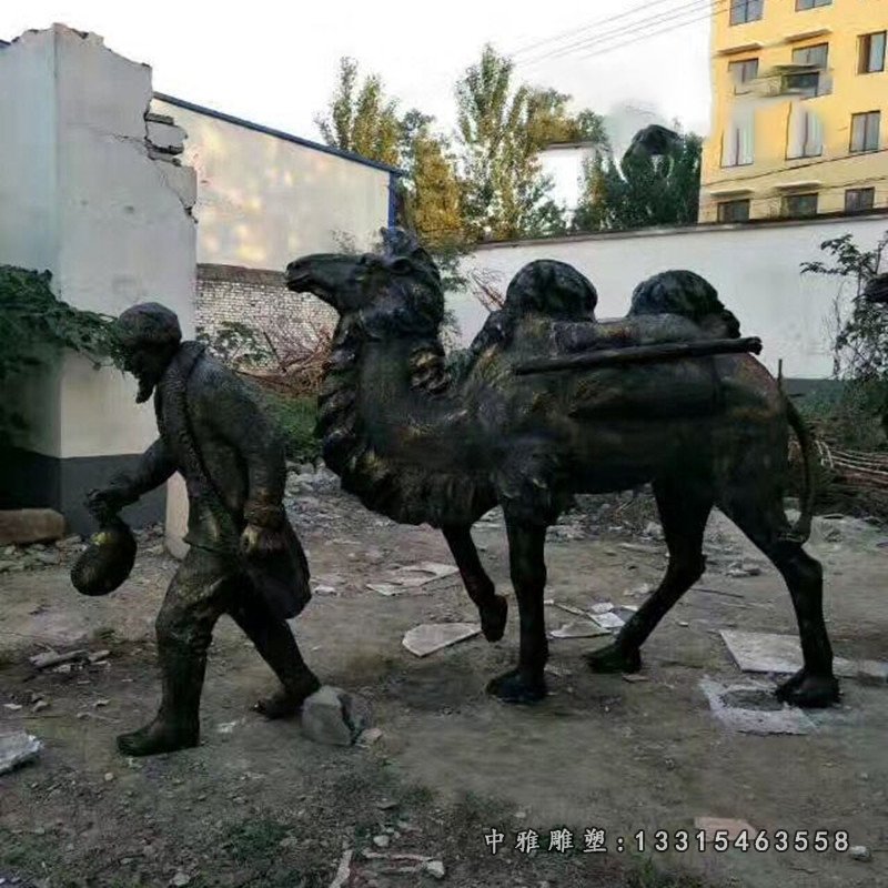 商人牵骆驼铜雕