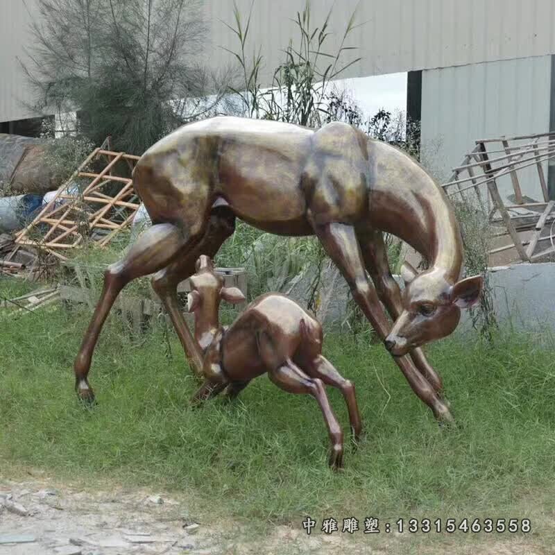 母子鹿铜雕