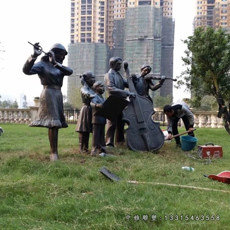 樂隊演奏銅雕園林景觀銅雕公園小品銅雕