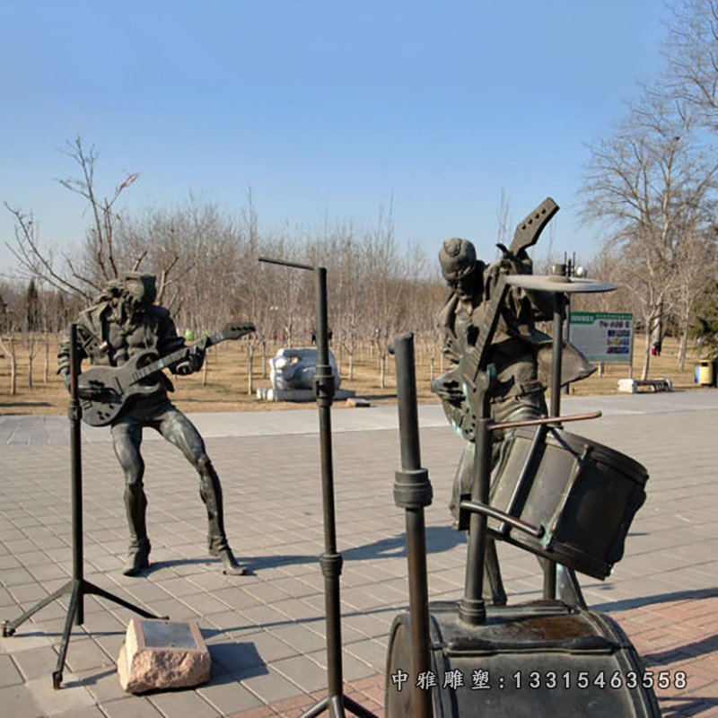 摇滚演奏铜雕公园小品景观铜雕