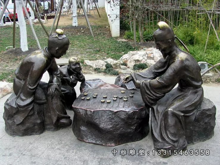 古人下棋铜雕公园景观铜雕