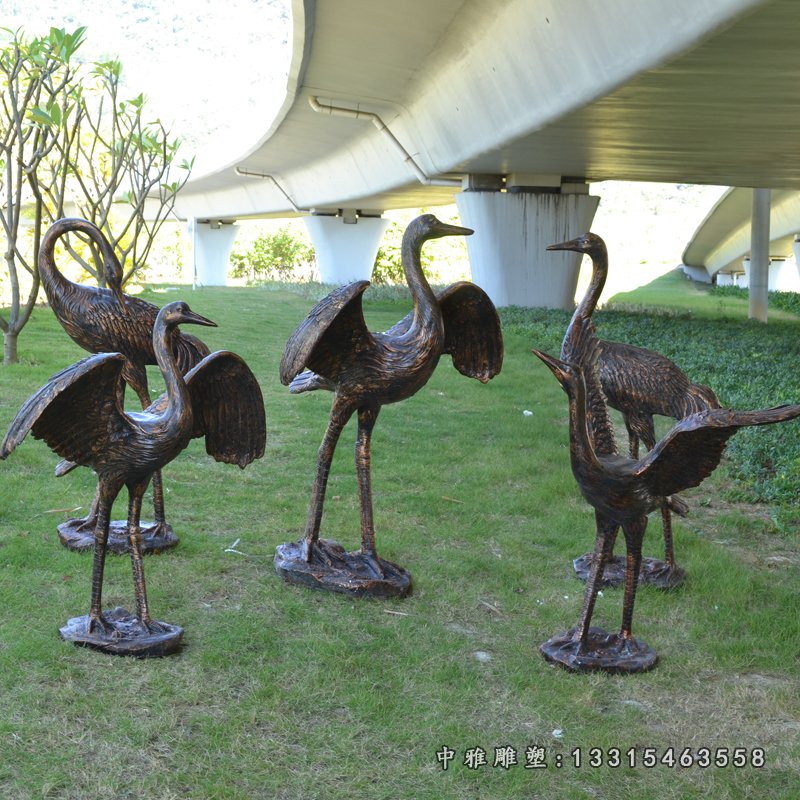 铜雕仙鹤雕塑公园景观雕塑
