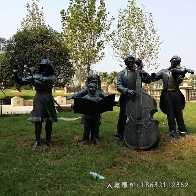 乐队演奏铜雕园林景观铜雕公园小品铜雕