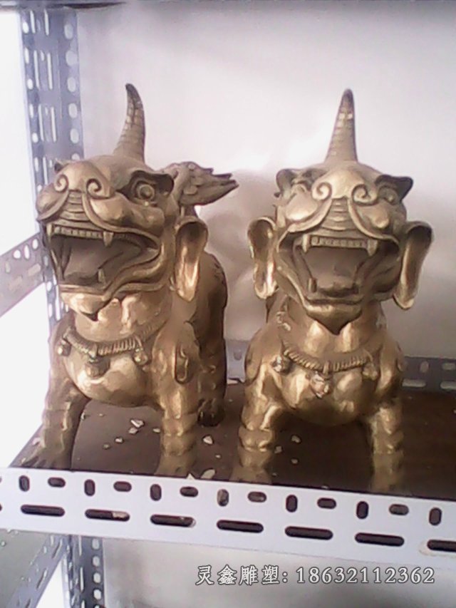 铜雕獬豸独角兽-宁夏铜雕塑独角兽安装图