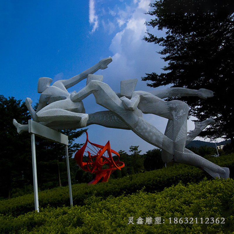 跨栏雕塑公园不锈钢运动雕塑