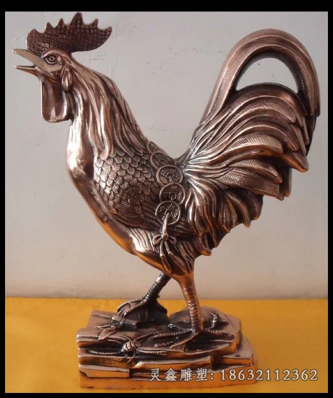 珠海铜雕庭院公鸡动物雕塑黄山黄铜雕塑公鸡原图