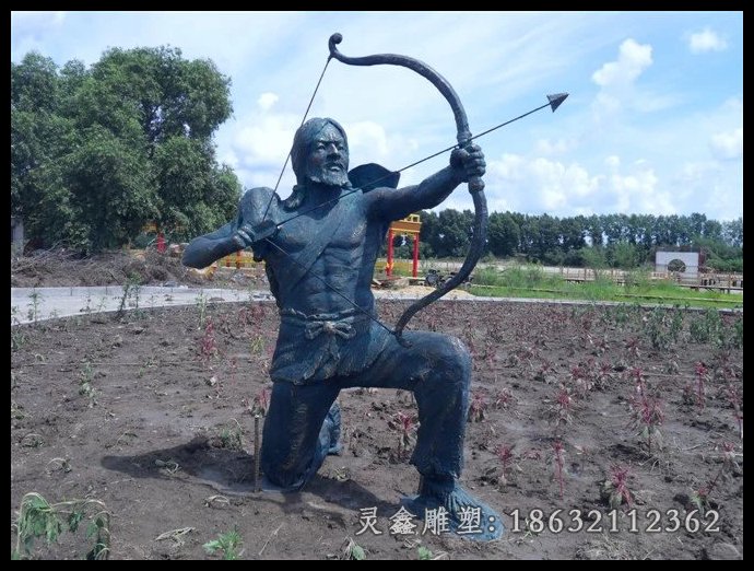 古人射箭铜雕公园景观铜雕