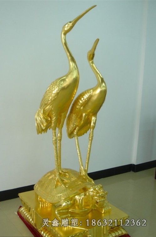 龟鹤延年铜雕黄铜动物雕塑