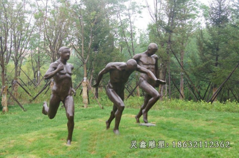 赛跑人物铜雕公园景观雕塑