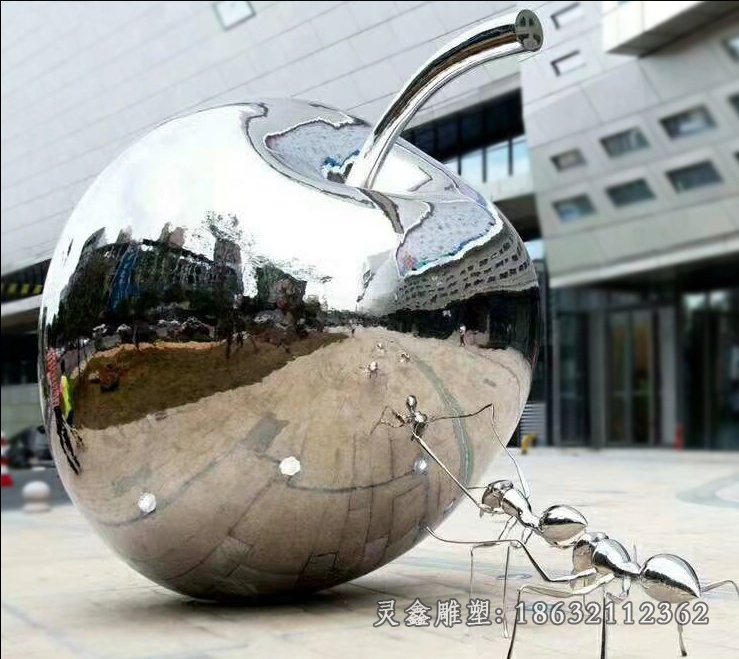 广场金色不锈钢苹果雕塑青海不锈钢雕塑苹果价格