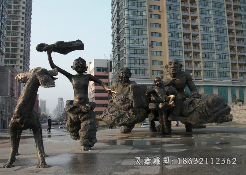 广场欢乐雕塑欢快铜雕广场雕塑