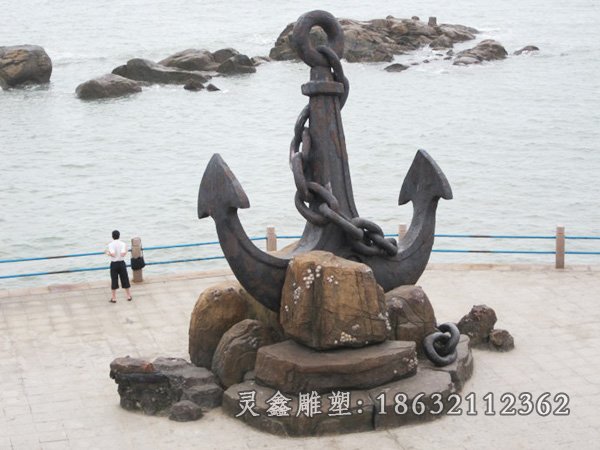 铜船锚雕塑广场船锚铜雕