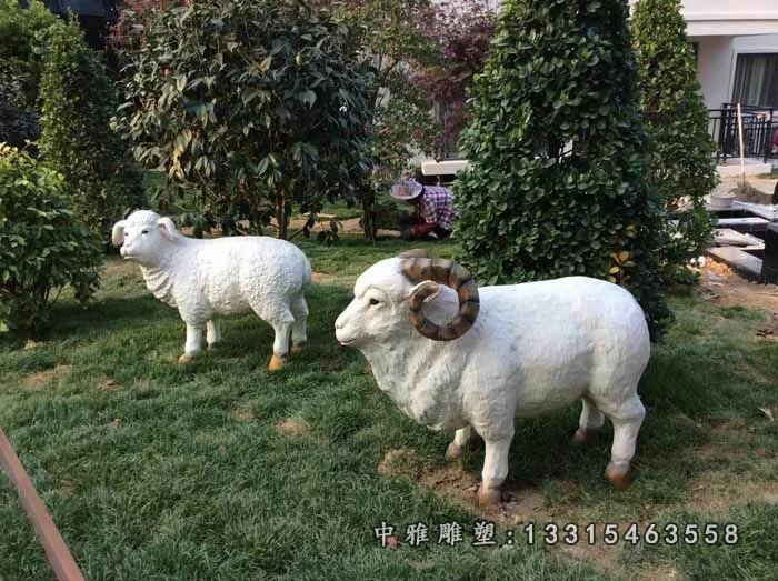 玻璃钢绵羊雕塑仿真棉羊雕塑