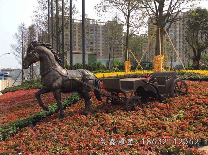 马车铜雕公园动物景观铜雕