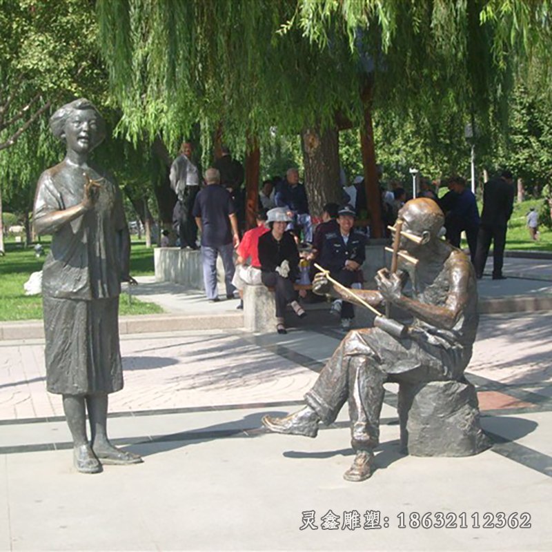 唱戏铜雕公园人物景观铜雕