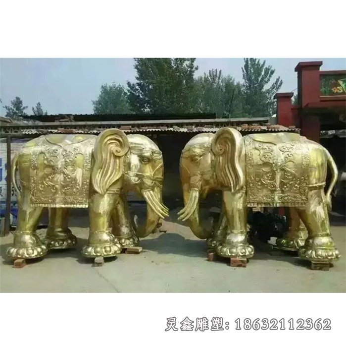 玻璃钢仿铜大象公园动物雕塑