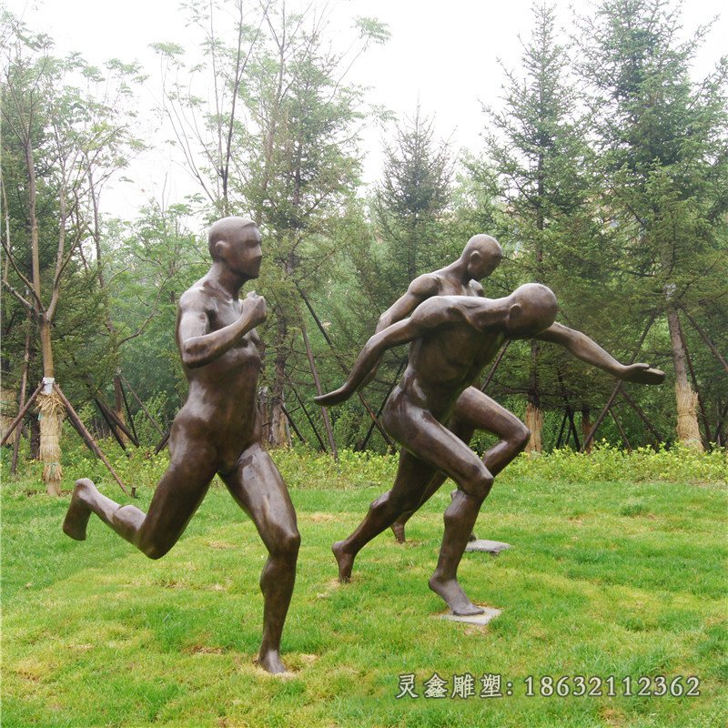抽象跑步人物铜雕