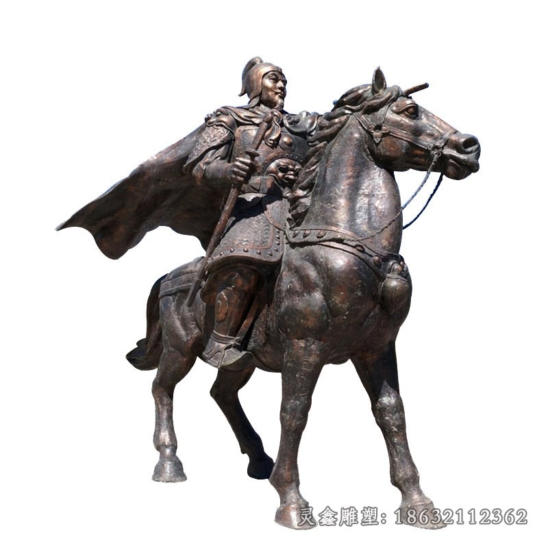 古代人物冯胜将军骑马雕塑像玻璃钢人物动物铸铜雕塑景观摆件