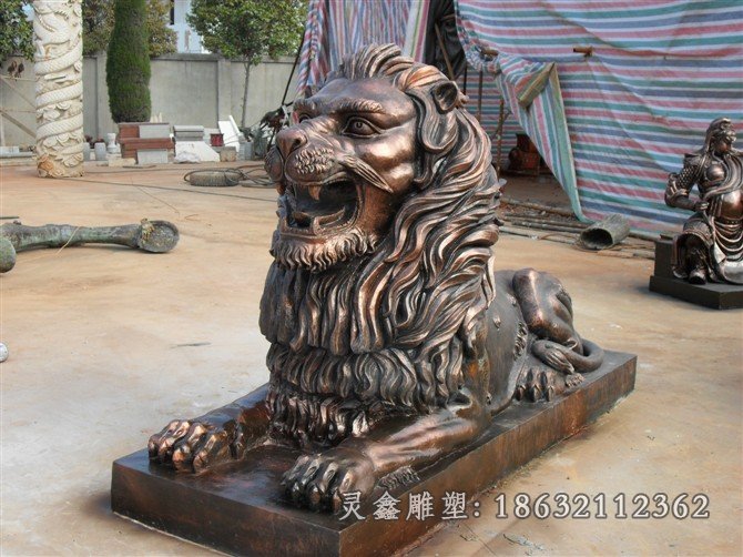 西洋狮子铜雕公司门口动物雕塑