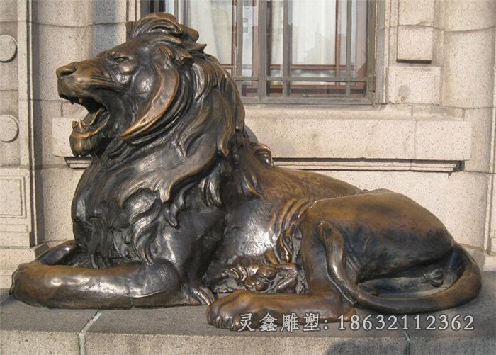 西洋狮子铜雕银行门口铜雕