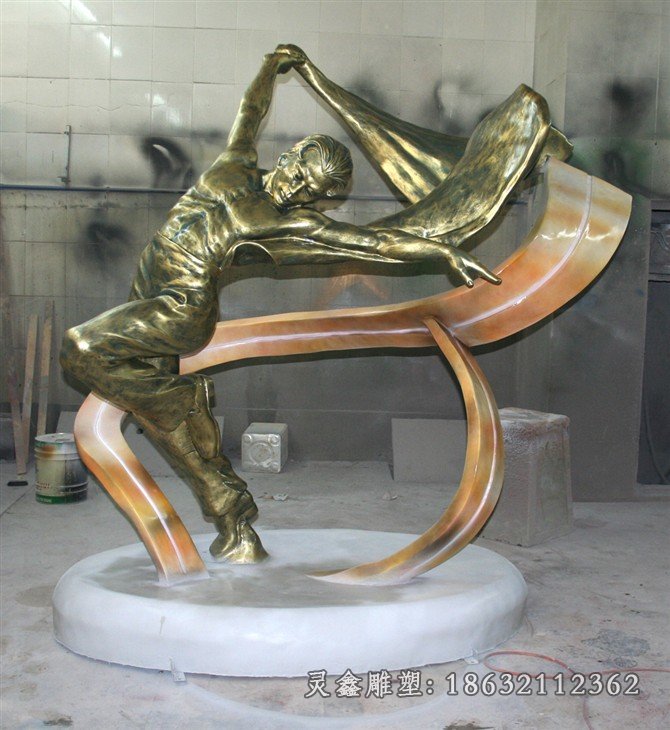 玻璃钢跳舞雕塑玻璃钢仿铜人物雕塑