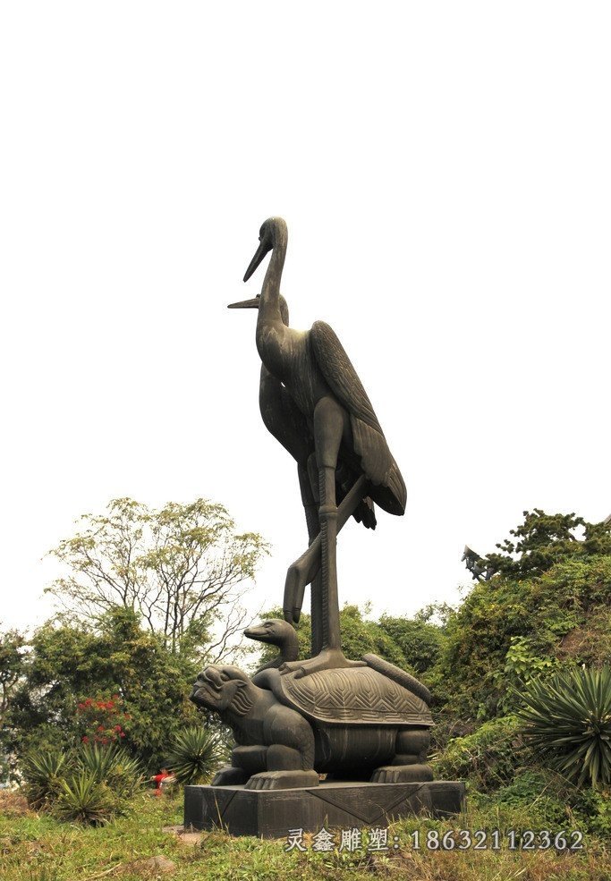 龙龟与鹤铜雕广场景观铜雕