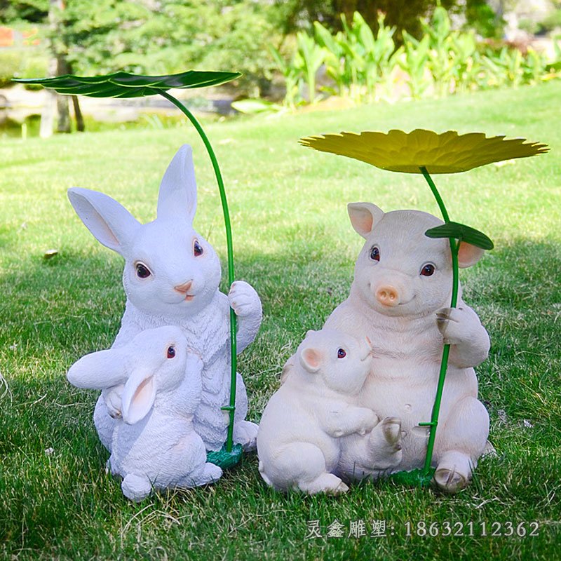 玻璃钢动物雕塑玻璃钢母子兔母子猪
