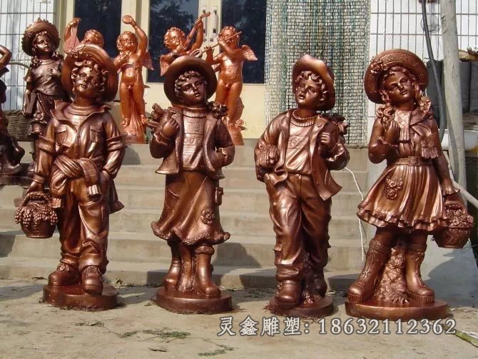 小孩铜雕西方小孩铜雕人物铜雕