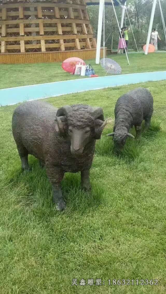草坪铜雕羊
