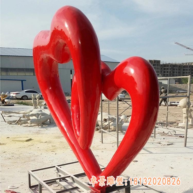 玻璃钢树脂彩绘心连心爱情主题雕塑摆件时尚创意城市园林景观27533028