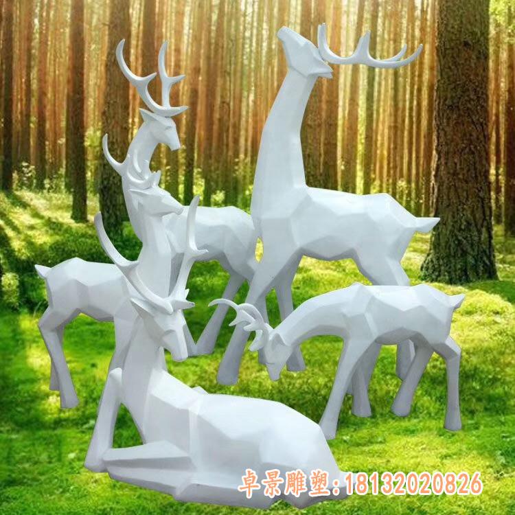 玻璃钢白鹿雕塑花园林动物装饰品梅花鹿摆件婚庆道具仿铜创意小品