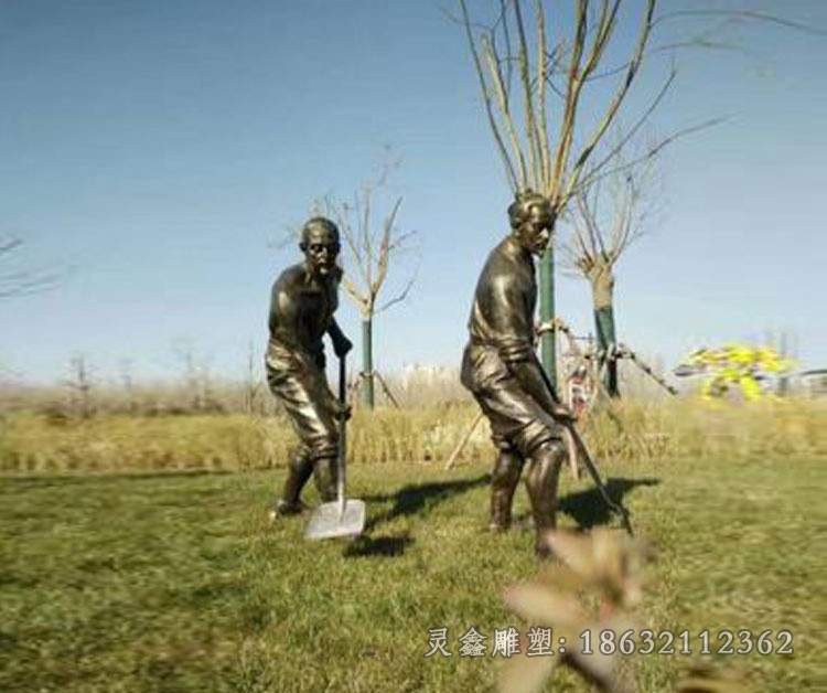 铜雕干农活人物摆件公园人物摆件