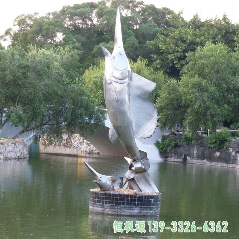不锈钢鲸鱼尾巴雕塑-葫芦岛白钢鱼雕塑摆放-
