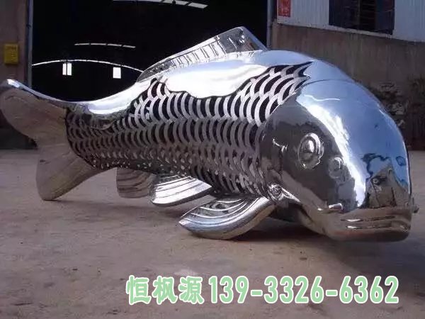 公园不锈钢剪纸鲤鱼雕塑-无锡金属鱼雕塑生产厂家