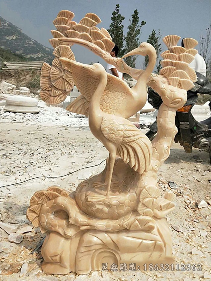 仙鹤石雕园林景观雕塑-朝阳石仙鹤雕塑图集
