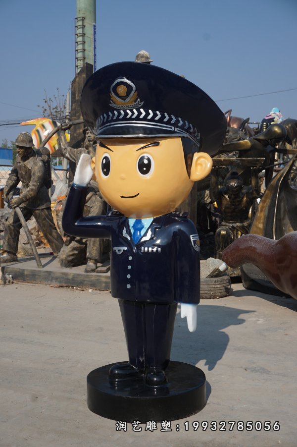 卡通警察雕塑玻璃钢卡通人物-商洛玻璃钢警察雕塑价格行情