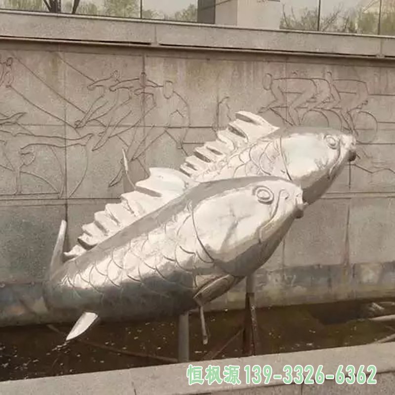 不锈钢鱼喷泉雕塑