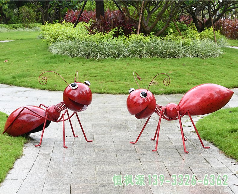 户外彩色不锈钢蚂蚁雕塑