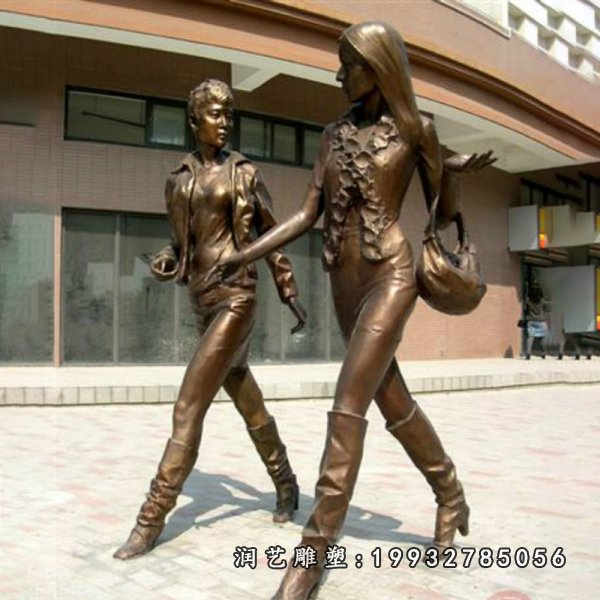 现代女郎铜雕步行街人物铜雕