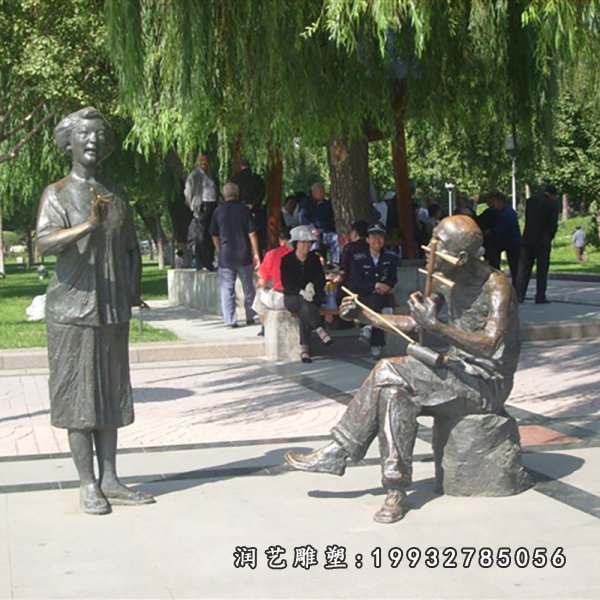 唱戏铜雕公园人物景观铜雕