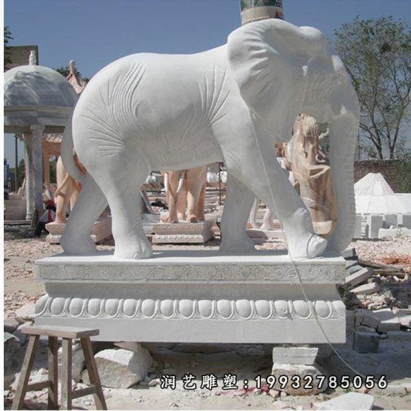 母子大象石雕汉白玉公园动物雕塑衡水汉白玉雕塑大象报价